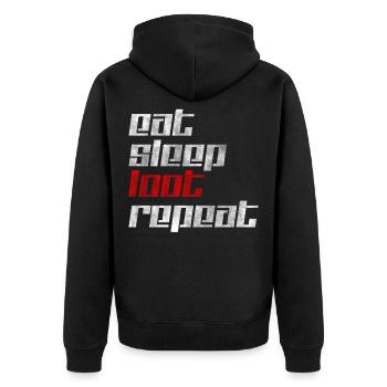 loot gambling - Unisex Premium Organic Zip Hoodie - black - Back - Nico (187cm)