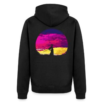 Bushido weg des kriegers samurai 2reborn - Unisex Premium Bio Zip Hoodie - Schwarz - Hinten - Nico (187cm)