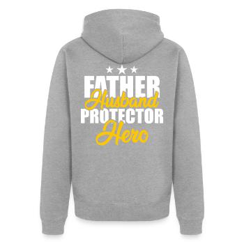 Vatertag Daddy Papas Liebling Superdad Big daddy - Unisex Premium Bio Zip Hoodie - Grau meliert - Hinten - Nico (187cm)