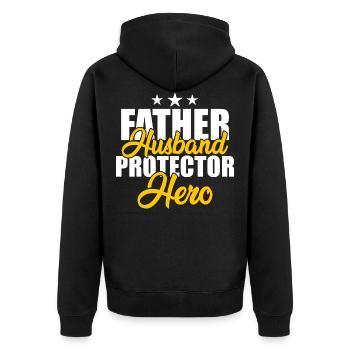Vatertag Daddy Papas Liebling Superdad Big daddy - Unisex Premium Bio Zip Hoodie - Schwarz - Hinten - Nico (187cm)
