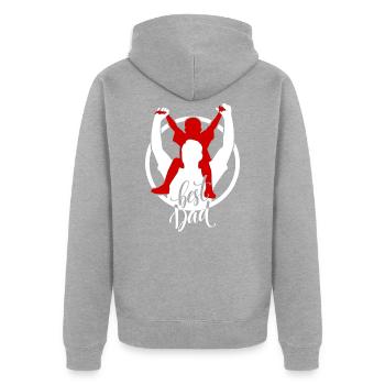Father's Day - Unisex Premium Organic Zip Hoodie - heather grey - Back - Nico (187cm)