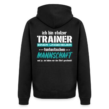 Ich bin Trainer einer fantastischen Mannschaft - Unisex Premium Bio Zip Hoodie - Schwarz - Hinten - Nico (187cm)