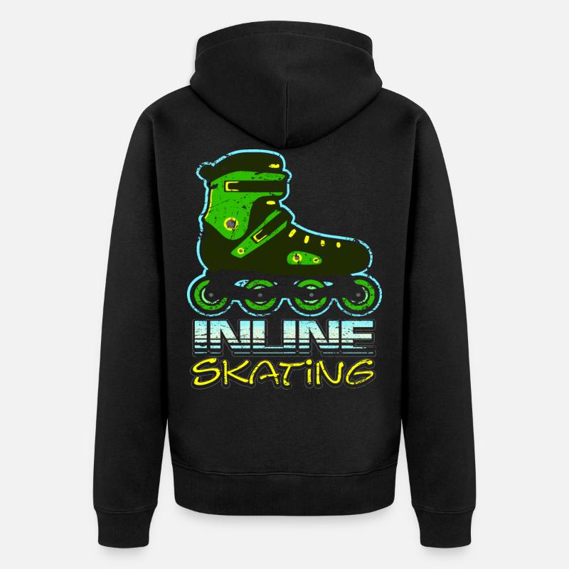 Inline Skates - Unisex Premium Bio Zip Hoodie - Schwarz