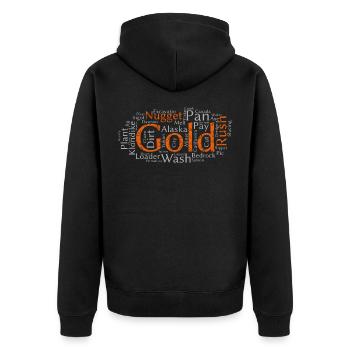 Goldrausch - Gold Rush Abenteuer im Yukon Nugget - Unisex Premium Bio Zip Hoodie - Schwarz - Hinten - Nico (187cm)