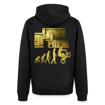 Evolution MTB, mountain bike, trial bike rider - Unisex Premium Organic Zip Hoodie - black - Back - Nico (187cm)