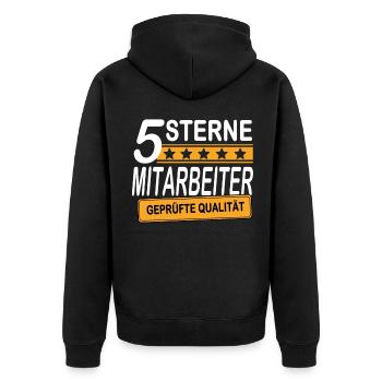 Bester Mitarbeiter - Unisex Premium Bio Zip Hoodie - Schwarz - Hinten - Nico (187cm)