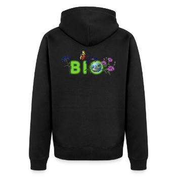 BIO - Unisex Premium Bio Zip Hoodie - Schwarz - Hinten - Nico (187cm)