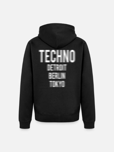 techno detroit berlin tokyo - Unisex Premium Organic Zip Hoodie - black