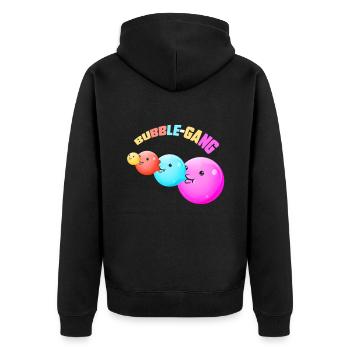 "BUBBLE GANG" ~ pattern, funny chewing gum - Unisex Premium Organic Zip Hoodie - black - Back - Nico (187cm)
