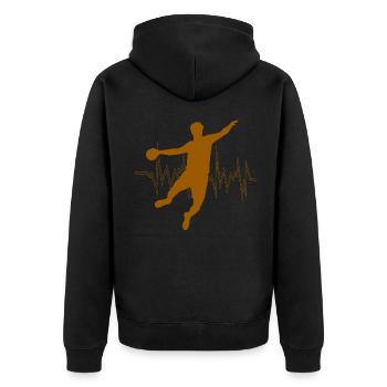 Herzschlag Handball - Unisex Premium Bio Zip Hoodie - Schwarz - Hinten - Nico (187cm)