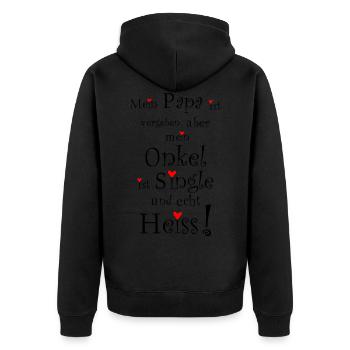 Uncle is single and real hot daddy fun - Unisex Premium Organic Zip Hoodie - black - Back - Nico (187cm)