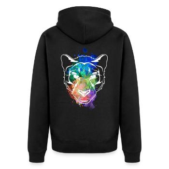 Jaguar Leopard Panther Raubkatze - Unisex Premium Bio Zip Hoodie - Schwarz - Hinten - Nico (187cm)