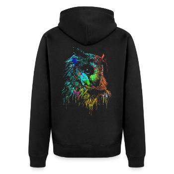Eule - Unisex Premium Bio Zip Hoodie - Schwarz - Hinten - Nico (187cm)