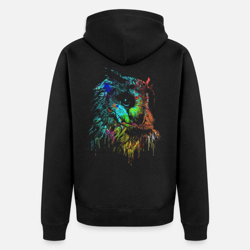Eule - Unisex Premium Bio Zip Hoodie - Schwarz