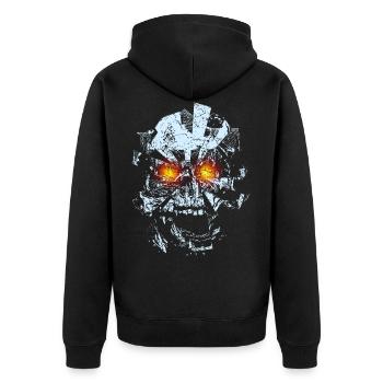 Totenkopf Schädel Skull Explosion - Unisex Premium Bio Zip Hoodie - Schwarz - Hinten - Nico (187cm)