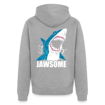 Hai Haifisch - Unisex Premium Bio Zip Hoodie - Grau meliert - Hinten - Nico (187cm)