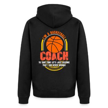 Basketball coach coach - Unisex Premium Organic Zip Hoodie - black - Back - Nico (187cm)