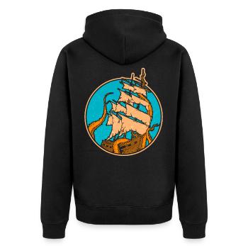 Pirate ship Kraken - Unisex Premium Organic Zip Hoodie - black - Back - Nico (187cm)