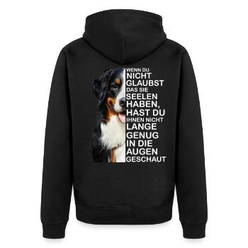 Bernese Mountain Dog soul regarde un propriétaire de chien - Veste à capuche bio Premium Unisexe - noir - Dos - Nico (187cm)