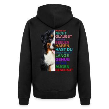 Bernese Mountain Dog soul regarde un propriétaire de chien - Veste à capuche bio Premium Unisexe - noir - Dos - Nico (187cm)