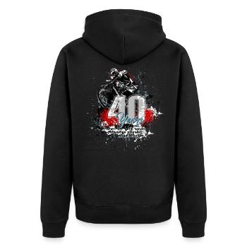 Mountain bike - 40. Geburtstag - Unisex Premium Bio Zip Hoodie - Schwarz - Hinten - Nico (187cm)