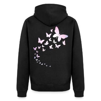 Butterflies fly - Unisex Premium Organic Zip Hoodie - black - Back - Nico (187cm)