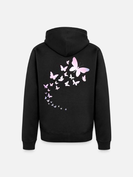 Butterflies fly - Unisex Premium Organic Zip Hoodie - black