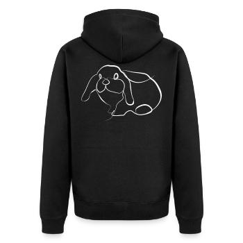 Kaninchen Tiermotiv - one line drawing - Unisex Premium Bio Zip Hoodie - Schwarz - Hinten - Nico (187cm)