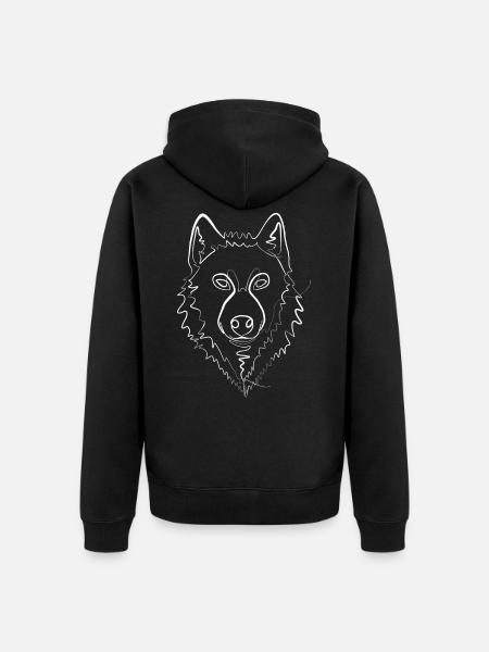Wolf Shepherd - one line drawing - Unisex Premium Organic Zip Hoodie - black