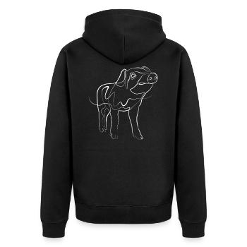 Piglet animal motif - one line drawing - Unisex Premium Organic Zip Hoodie - black - Back - Nico (187cm)