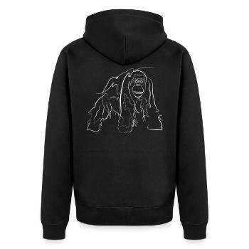 Orang Utan Regenwald - one line drawing - Unisex Premium Bio Zip Hoodie - Schwarz - Hinten - Nico (187cm)