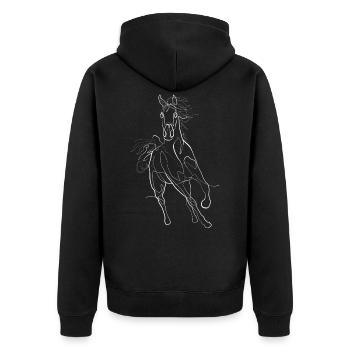 Horse riding gallop - one line drawing - Unisex Premium Organic Zip Hoodie - black - Back - Nico (187cm)