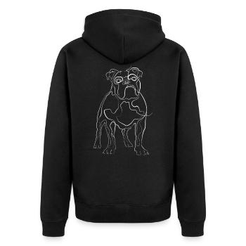Bulldog animal motif - one line drawing - Unisex Premium Organic Zip Hoodie - black - Back - Nico (187cm)