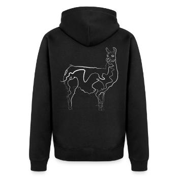 Lama Animal motif - one line drawing - Veste à capuche bio Premium Unisexe - noir - Dos - Nico (187cm)