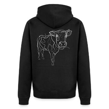 Cow animal motif - one line drawing - Unisex Premium Organic Zip Hoodie - black - Back - Nico (187cm)