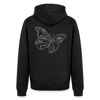 Butterfly Summer Animal Motif - one line drawing - Unisex Premium Organic Zip Hoodie - black - Back - Nico (187cm)