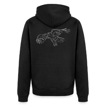 Adler Vogel Tiermotiv - one line drawing - Unisex Premium Bio Zip Hoodie - Schwarz - Hinten - Nico (187cm)