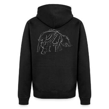 Anteater animal motif - one line drawing - Unisex Premium Organic Zip Hoodie - black - Back - Nico (187cm)
