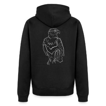 Adler Tiermotiv - one line drawing - Unisex Premium Bio Zip Hoodie - Schwarz - Hinten - Nico (187cm)