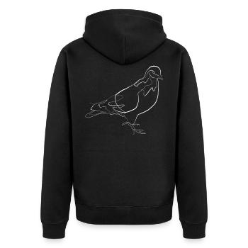 Carrier pigeon pigeon animal motif - one line drawing - Unisex Premium Organic Zip Hoodie - black - Back - Nico (187cm)