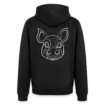 Porc animal motif - one line drawing - Veste à capuche bio Premium Unisexe - noir - Dos - Nico (187cm)