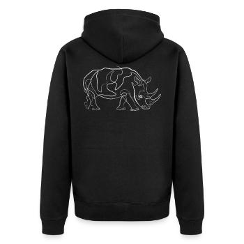Rhino animal motif - one line drawing - Unisex Premium Organic Zip Hoodie - black - Back - Nico (187cm)