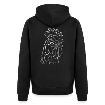 Rooster animal motif - one line drawing - Unisex Premium Organic Zip Hoodie - black - Back - Nico (187cm)