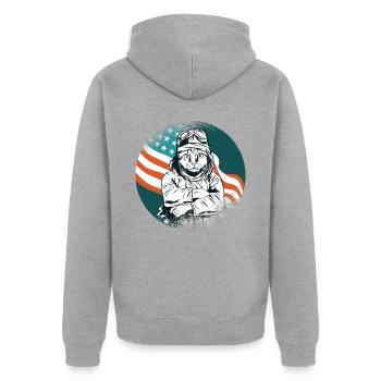 Chaton chat avion pilote - Veste à capuche bio Premium Unisexe - gris chiné - Dos - Nico (187cm)