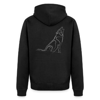 Wolf Husky Dog - Unisex Premium Organic Zip Hoodie - black - Back - Nico (187cm)