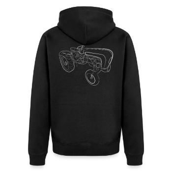 Traktor Oldtimer - Unisex Premium Bio Zip Hoodie - Schwarz - Hinten - Nico (187cm)