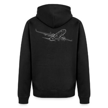 Flugzeug Pilot - Unisex Premium Bio Zip Hoodie - Schwarz - Hinten - Nico (187cm)