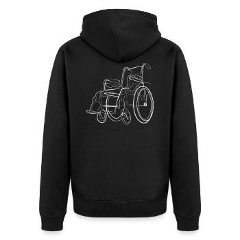 Rollstuhl Handicap - Unisex Premium Bio Zip Hoodie - Schwarz - Hinten - Nico (187cm)