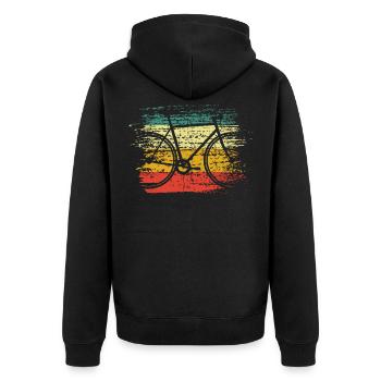 Fahrrad retro - Unisex Premium Bio Zip Hoodie - Schwarz - Hinten - Nico (187cm)
