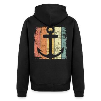 Anchor - Unisex Premium Organic Zip Hoodie - black - Back - Nico (187cm)
